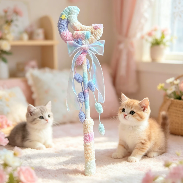 Cat Teaser Wand with Bell & Ribbons
