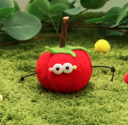Squeaky Fruit Cat Toy with Silvervine Stick & Catnip – Tomato & Pear Plush Chew Toy