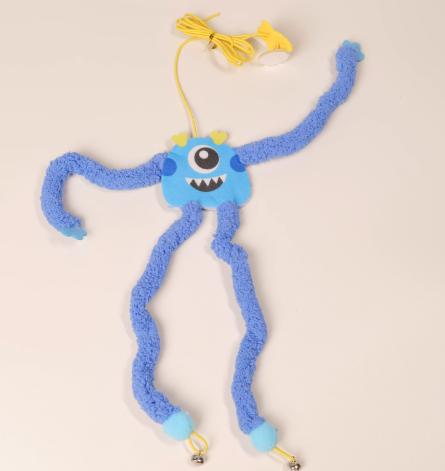 Bouncy Monster Hanging Cat Toy – Self-Play Door Frame Teaser with Bells