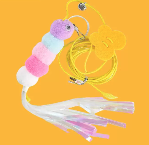 Hanging Door Cat Toy with Adjustable Elastic Cord – Self-Play Swing Teaser with Bell & Adhesive Hook