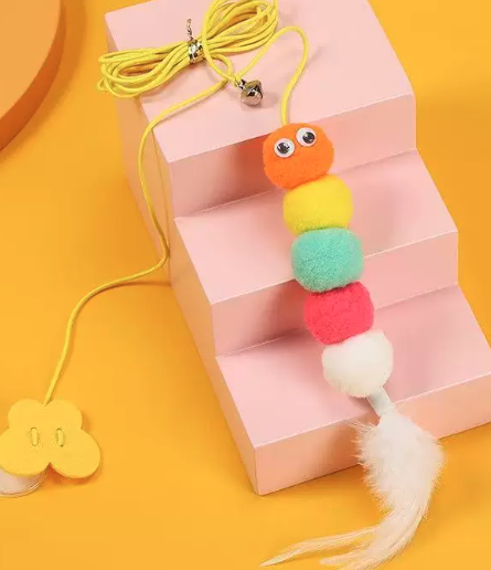 Hanging Door Cat Toy with Adjustable Elastic Cord – Self-Play Swing Teaser with Bell & Adhesive Hook