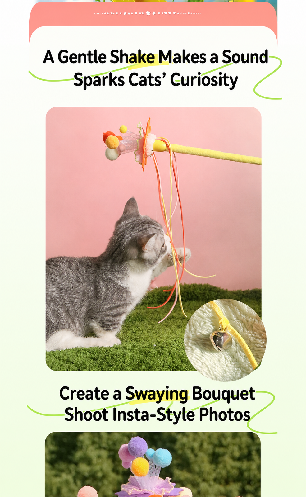 Rainbow Magic Flower Bouquet Cat Teaser Wand