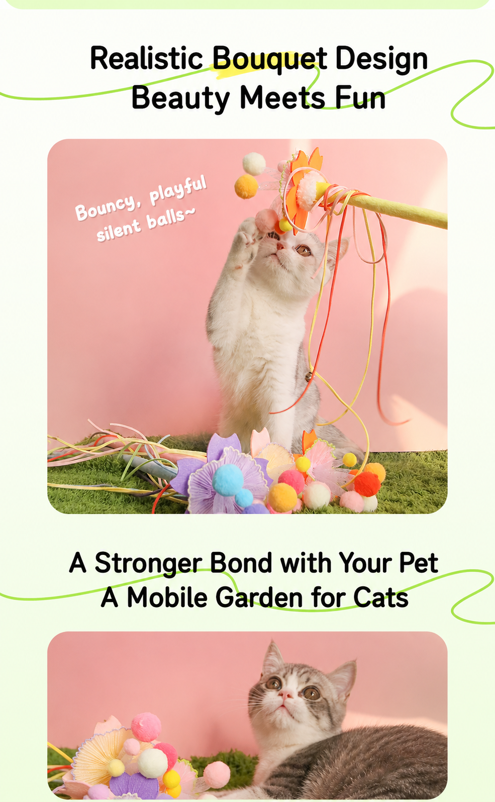 Rainbow Magic Flower Bouquet Cat Teaser Wand