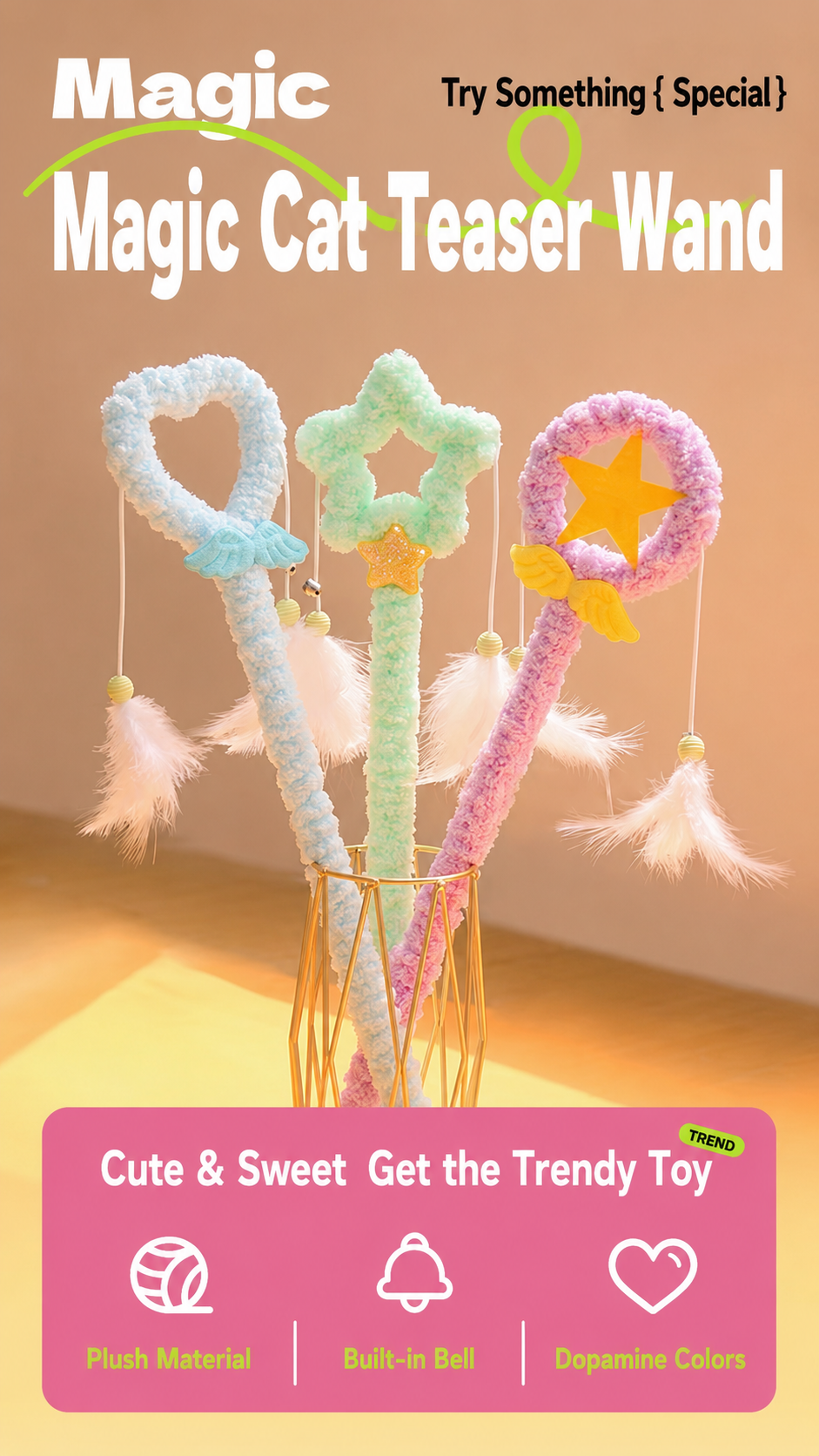 Magic Wand Cat Teaser – Plush Fairy Wand