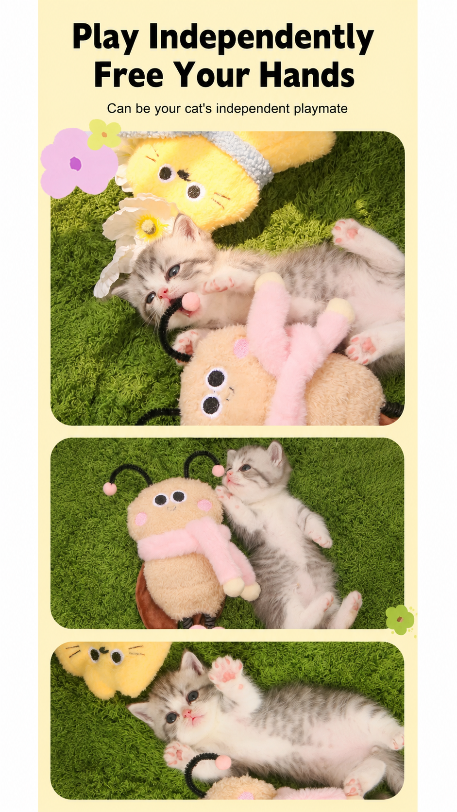 Catnip Plush Toy with Bell-Kicker Toy with Detachable Scarf (for Cats & Dogs)