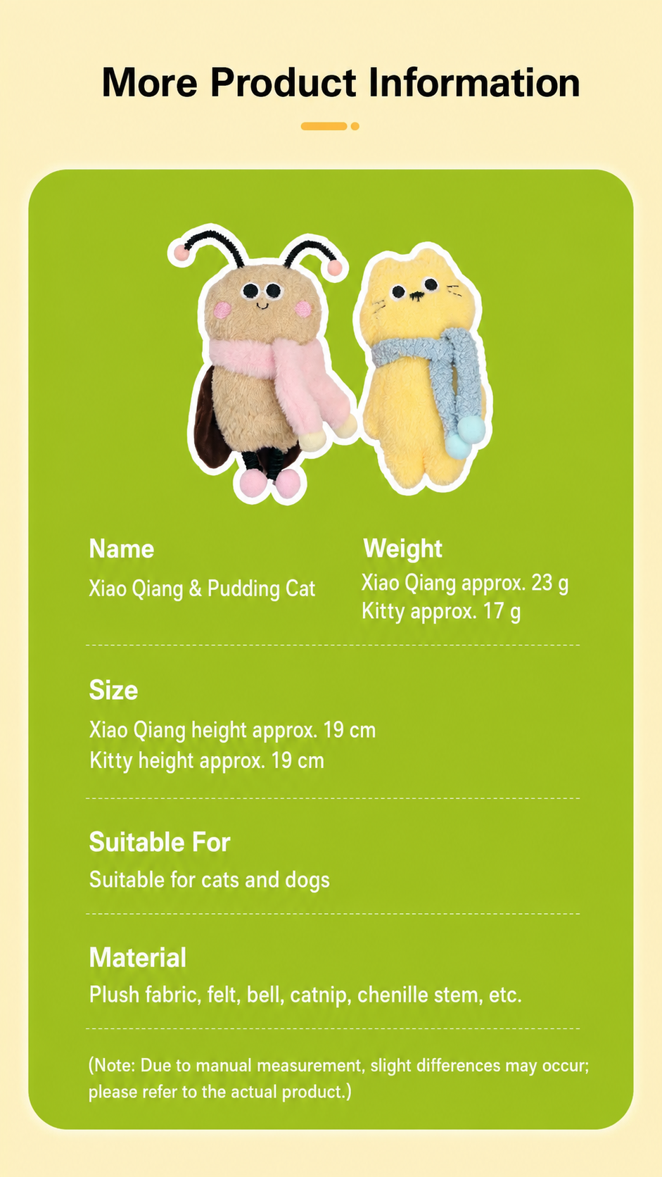 Catnip Plush Toy with Bell-Kicker Toy with Detachable Scarf (for Cats & Dogs)