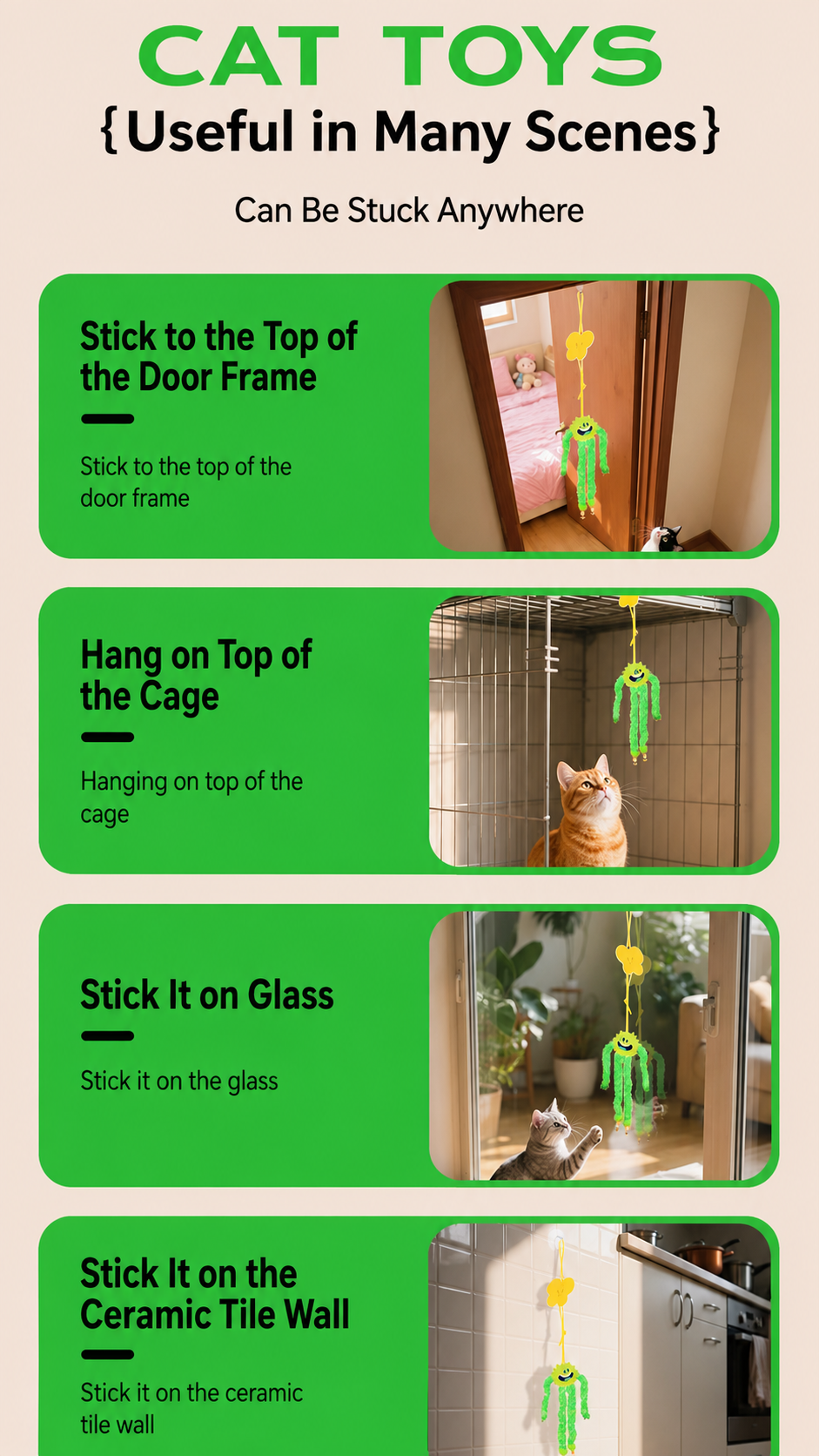 Bouncy Monster Hanging Cat Toy – Self-Play Door Frame Teaser with Bells