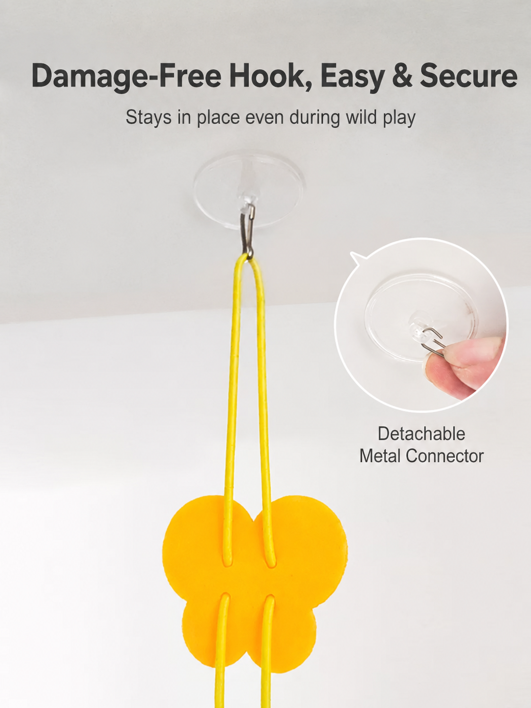 Hanging Door Cat Toy with Adjustable Elastic Cord – Self-Play Swing Teaser with Bell & Adhesive Hook