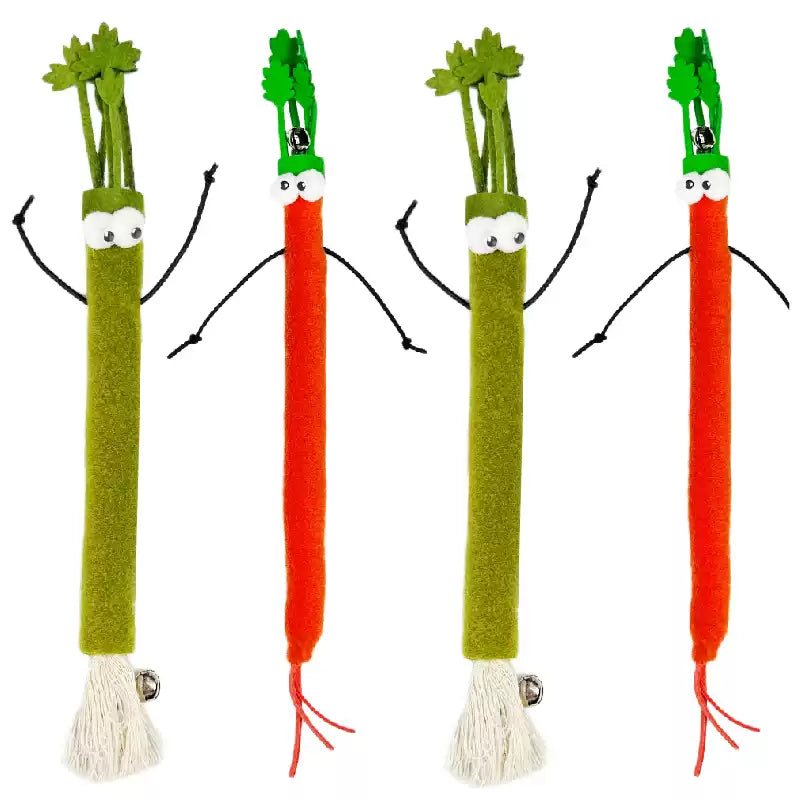 Felt Veggie Cat Toy with Bell – Carrot & Celery Chew Stick